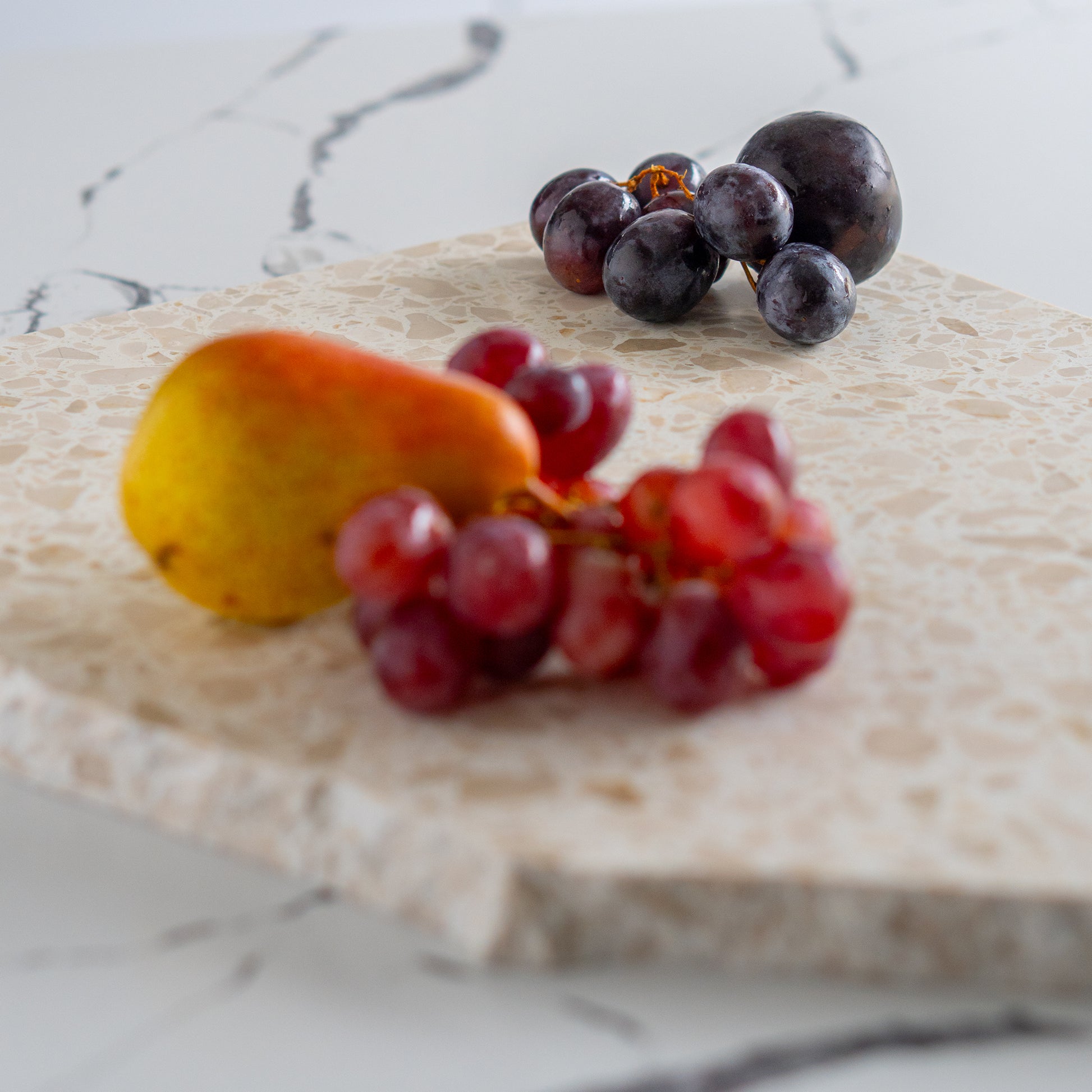 Insieme Homewares Large Organic Terrazzo Platter in Estate — expansive, uniquely shaped, handcrafted from Italian terrazzo in soft, neutral hues, perfect for elegant displays.