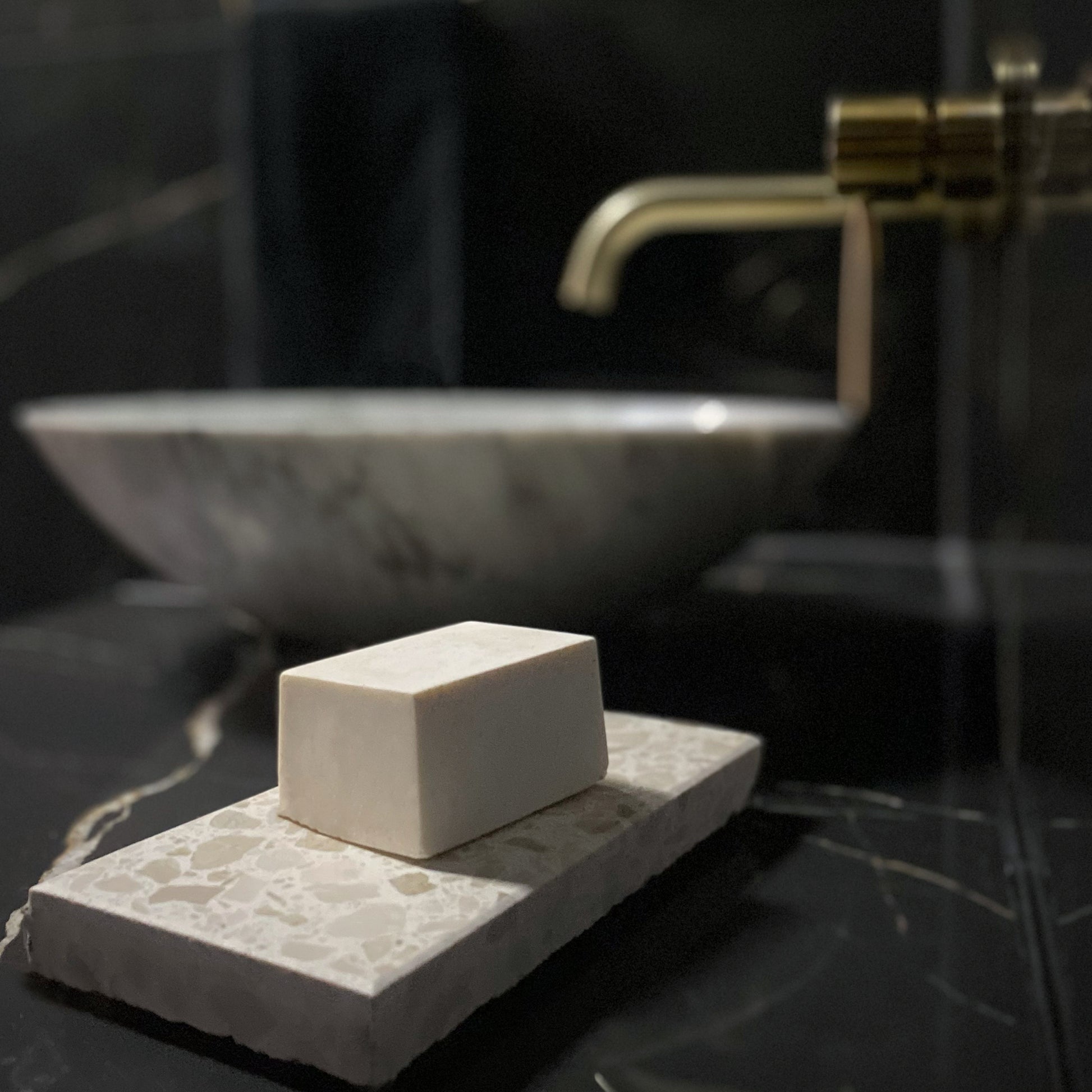 Insieme Homewares Estate & Gin Self Care Set — features a terrazzo dish in soft, neutral hues accompanied by gin-inspired self-care products, perfect for gifting.