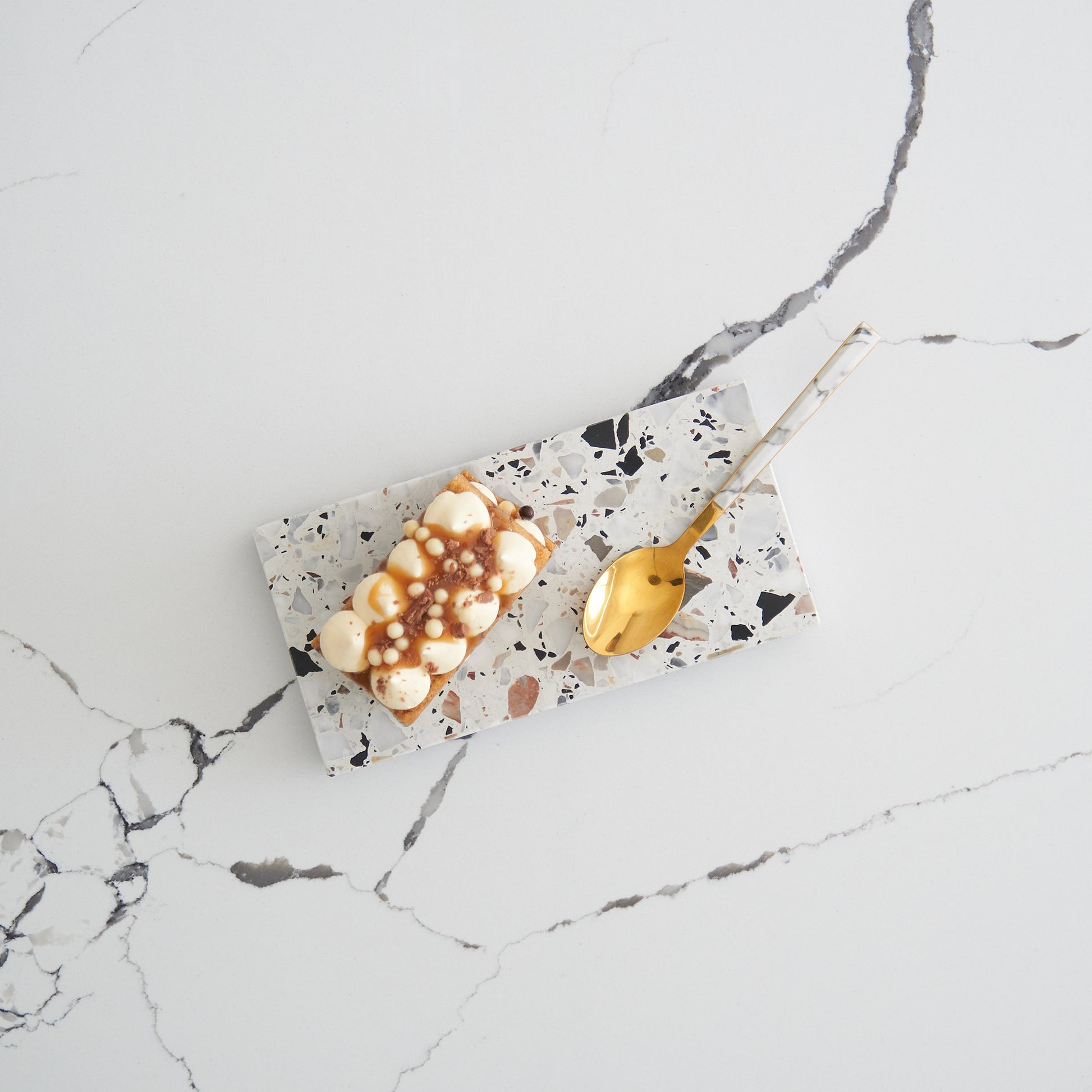 Autunno terrazzo small dish designed to brighten styling setups or serve small bites.