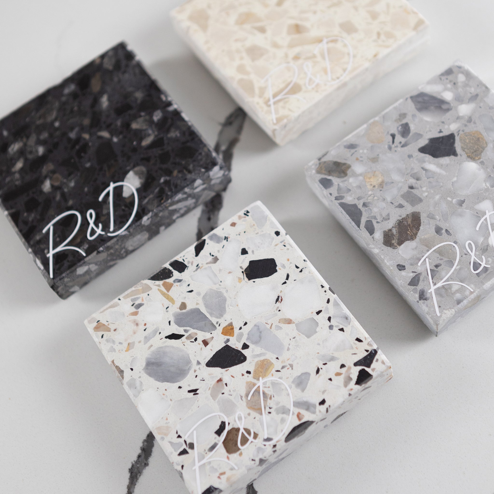Insieme’s handcrafted coasters with personalisation options. 
