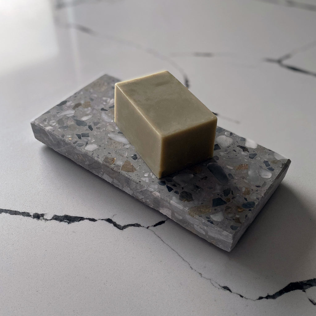 Insieme Homewares Primavera & Sea Self Care Set — includes a terrazzo dish in light, pastel shades accompanied by complementary self-care products, ideal for a refreshing experience.