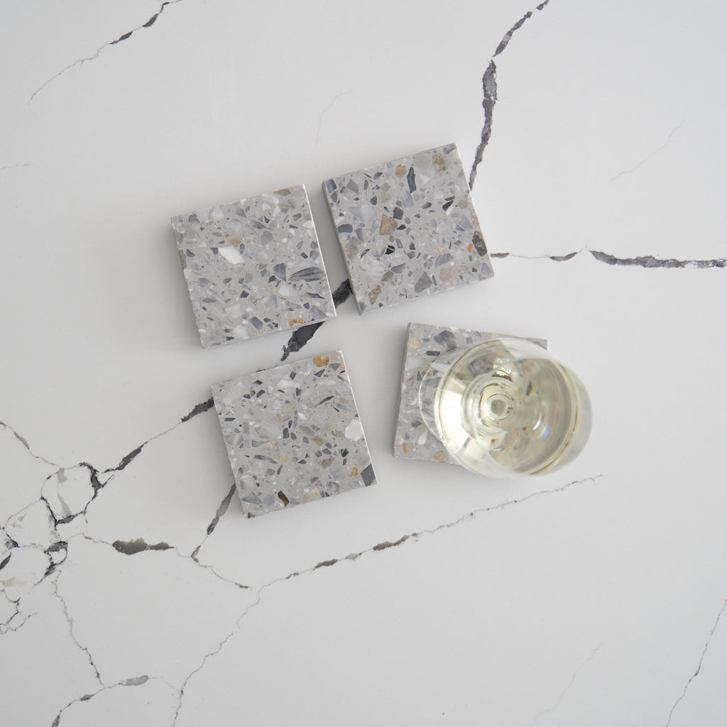 Set of four Primavera terrazzo coasters to brighten your table and elevate everyday rituals.
