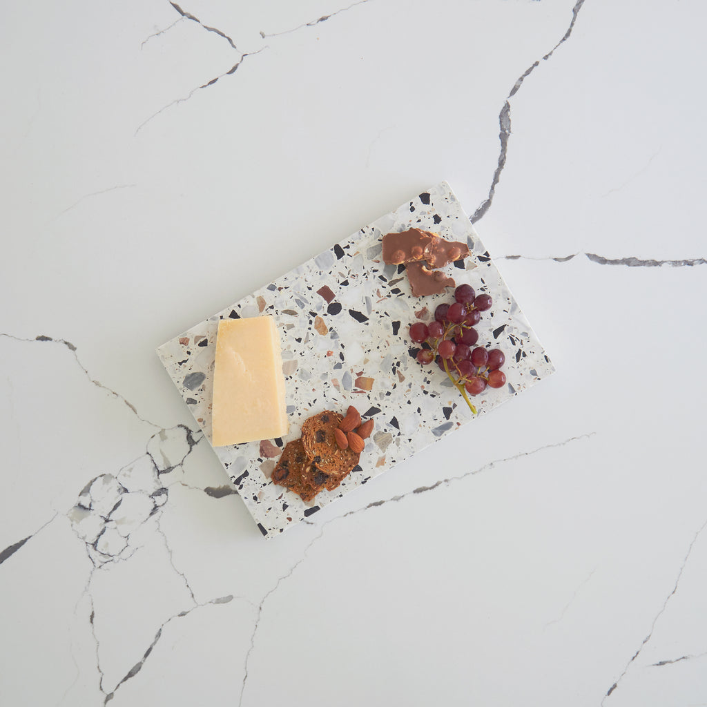 Medium terrazzo platter in Autunno — perfect for serving meals or displaying décor.