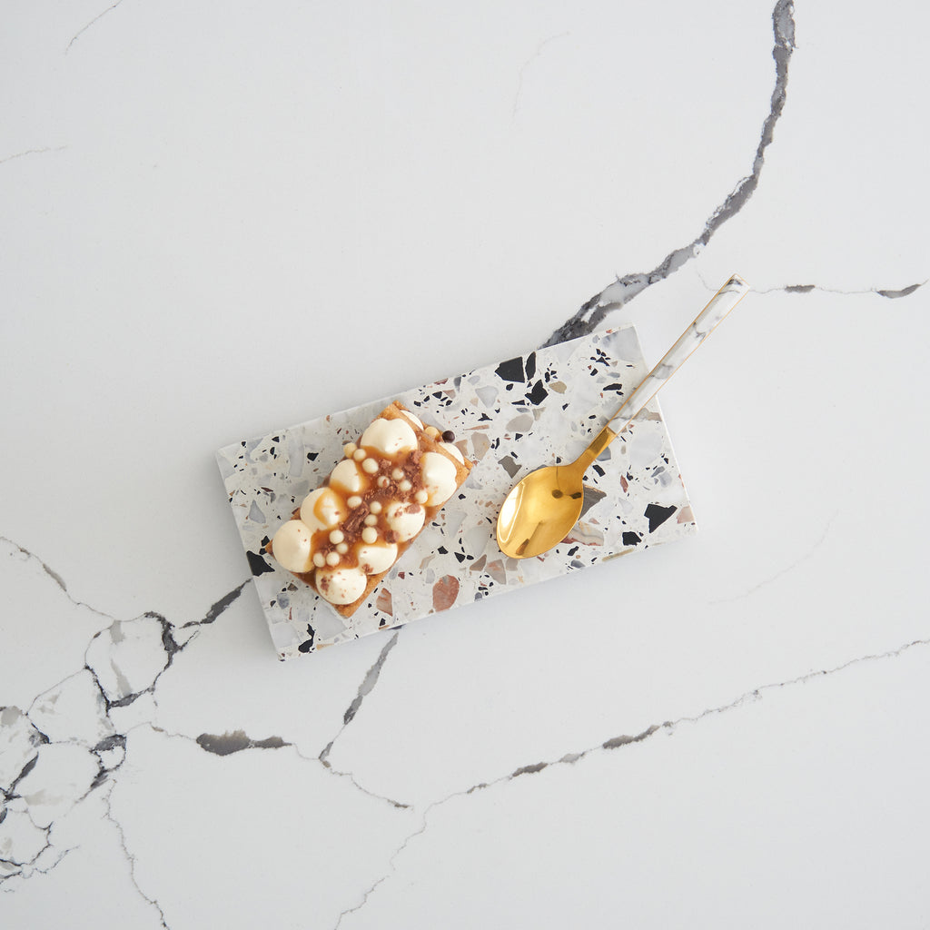 Autunno terrazzo small dish designed to brighten styling setups or serve small bites.